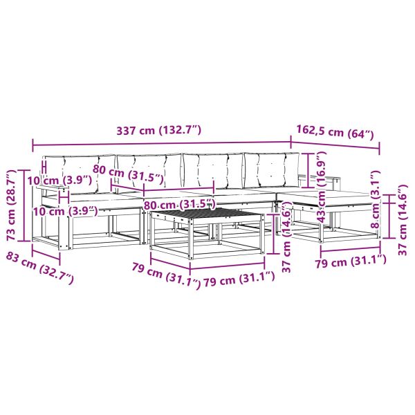 Комплект дивани за открито 6 pcs Натурален и Крема