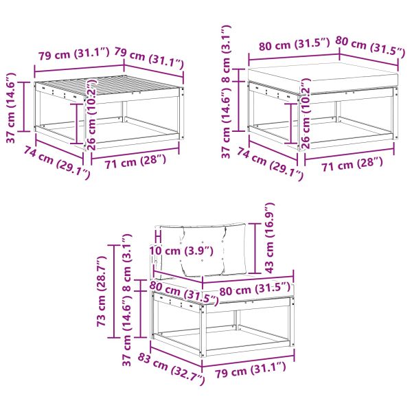 Комплект дивани за открито 6 pcs Натурален и Крема