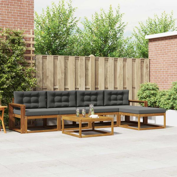 Комплект дивани за открито 6 pcs Натурален и Антрацит