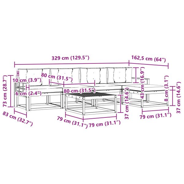 Комплект дивани за открито 6 pcs Натурален и Крема