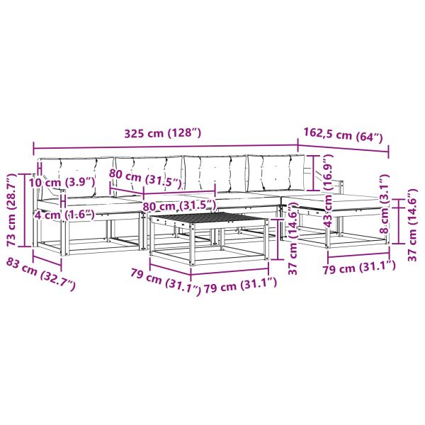 Комплект дивани за открито 6 pcs Натурален и Крема
