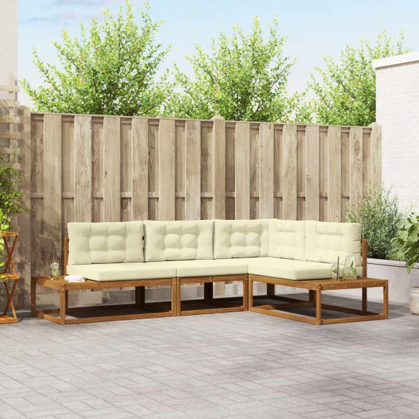 Комплект дивани за открито 4 Брой Натурален и Крема