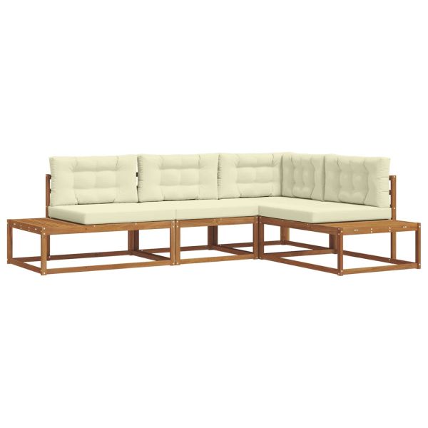 Комплект дивани за открито 4 Брой Натурален и Крема