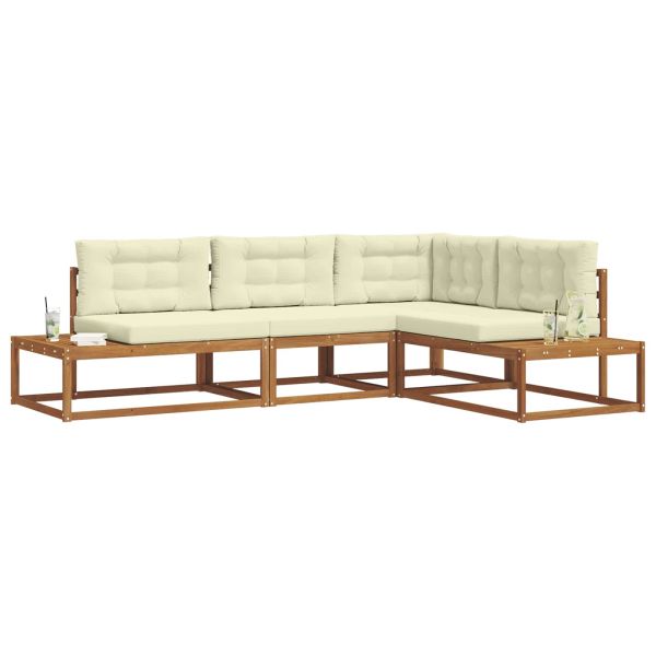 Комплект дивани за открито 4 Брой Натурален и Крема