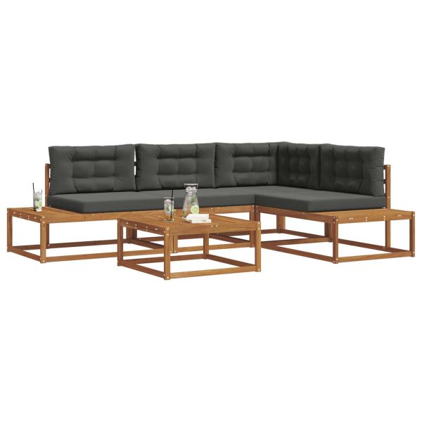 Комплект дивани за открито 5 Брой Натурален и Антрацит