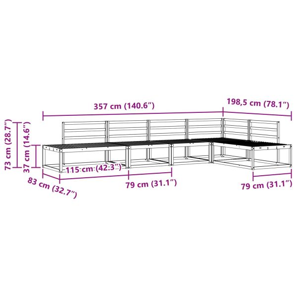 Комплект дивани за открито 6 Брой Естествен