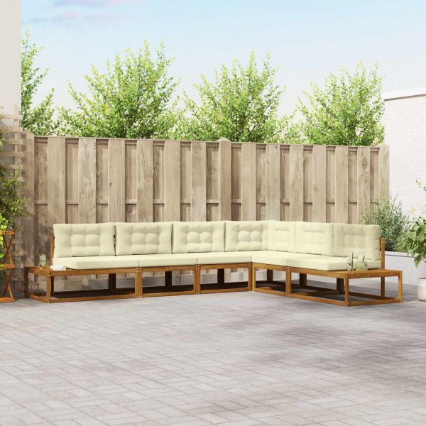 Комплект дивани за открито 6 Брой Натурален и Крема