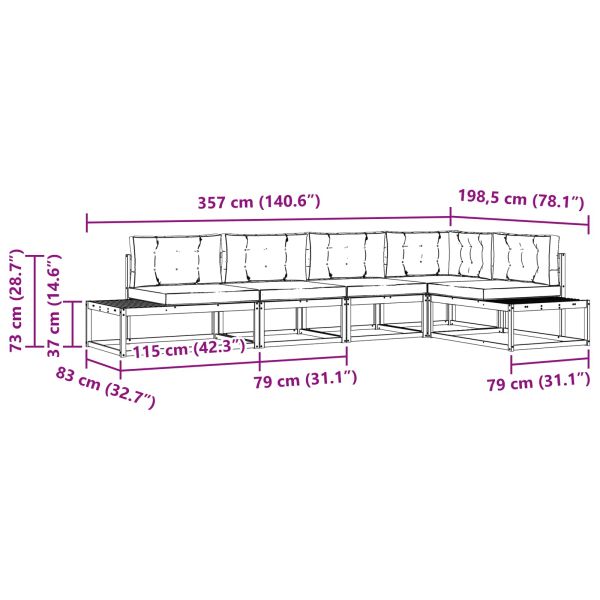 Комплект дивани за открито 6 Брой Натурален и Крема