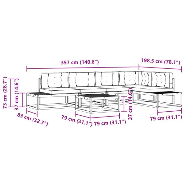 Комплект дивани за открито 7 Брой Натурален и Крема