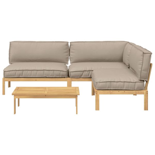 Комплект дивани Едноцветен 4 pcs Таупе Солидно акациево дърво