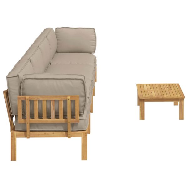 Комплект дивани Едноцветен 5 pcs Таупе Солидно акациево дърво