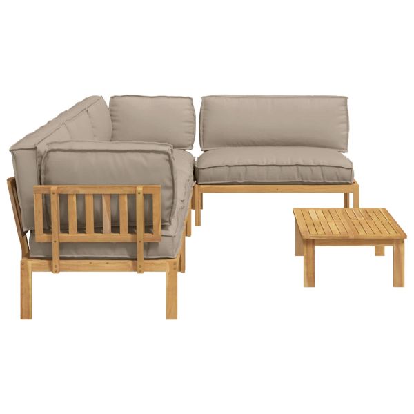 Комплект дивани Едноцветен 5 pcs Таупе Солидно акациево дърво