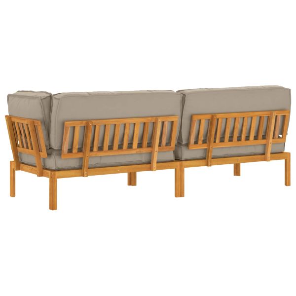 Комплект дивани Едноцветен 3 pcs Таупе Солидно акациево дърво