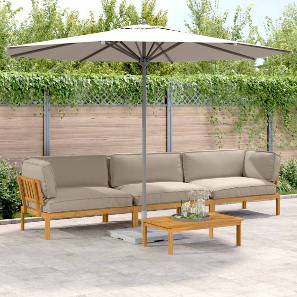 Комплект дивани Едноцветен 4 pcs Таупе Солидно акациево дърво