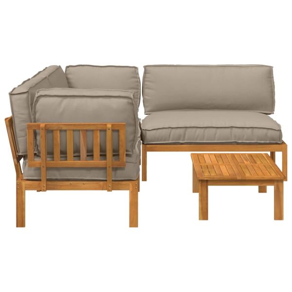 Комплект дивани Едноцветен 4 pcs Таупе Солидно акациево дърво