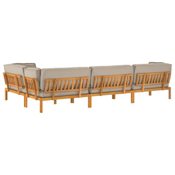 Комплект дивани Едноцветен 5 pcs Таупе Солидно акациево дърво