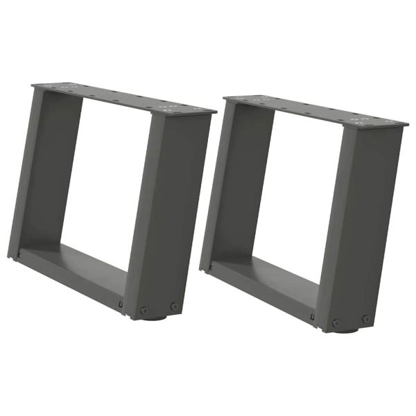 Крака за масичка за кафе, U-образни, 2 бр., антрацит, 40x(30-31) см, стомана