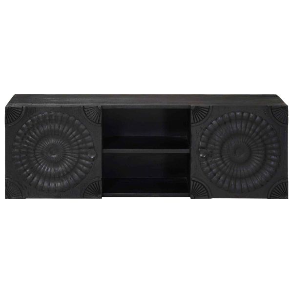 ТВ шкаф с рафт със съхранение с врата Черен 105 x 30 x 35 см