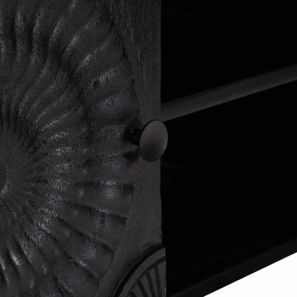 ТВ шкаф с рафт със съхранение с врата Черен 105 x 30 x 35 см