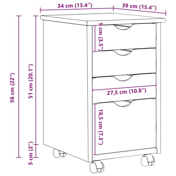Плъзгащ кабинет Кафяво 34 x 39 x 56 см Масивна боровина