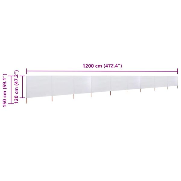 Параван против вятър от 9 панела плат 1200x120 см пясъчнобял
