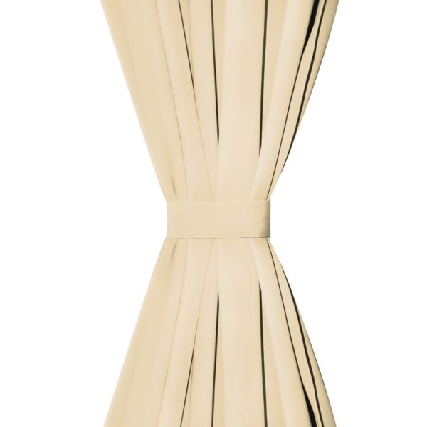 Завеси от микросатен, 2 бр, с "уши", 140x245 см, бежови