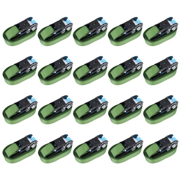 Укрепващи колани с тресчотки, 20 бр, 800 daN, 6 м, зелени