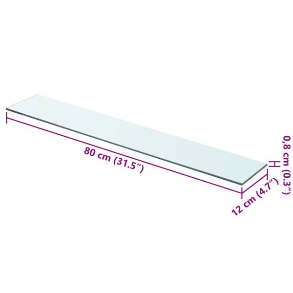 Плоча за рафт, прозрачно стъкло, 80 x 12 см