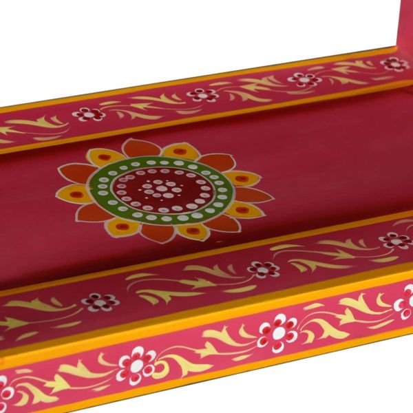 Бюфет с чекмеджета, мангово дърво масив, розов, ръчно рисуван