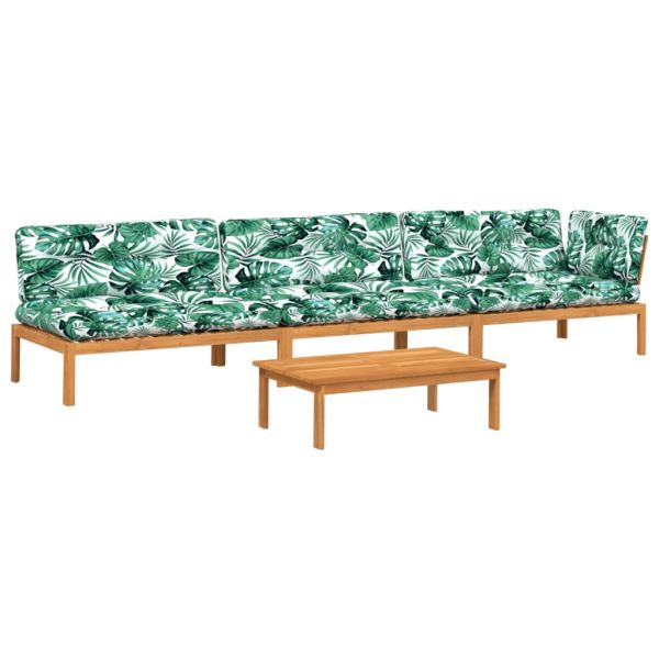 Градински комплект диван с възглавници, 4 части, акация масив