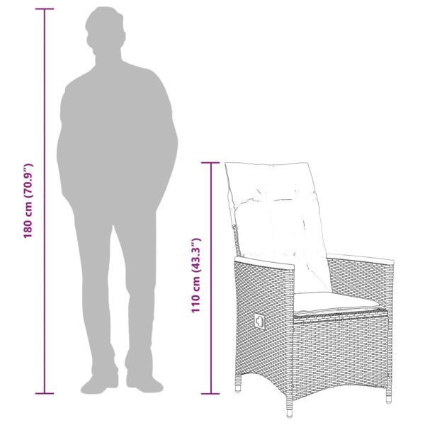 Градински бистро комплект с възглавници 9 части черен полиратан