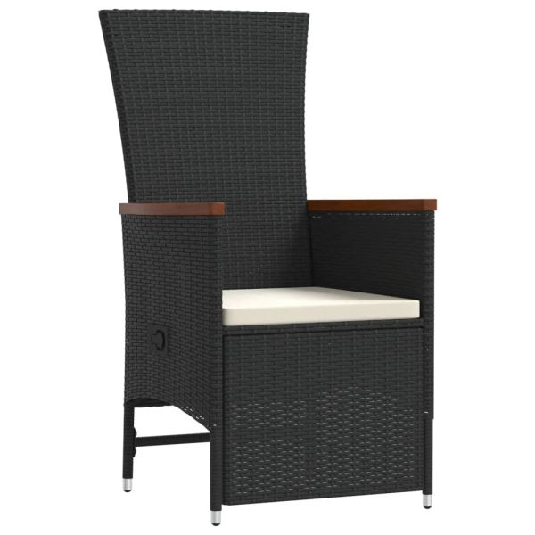 Градински трапезен комплект възглавници 9 части черен полиратан