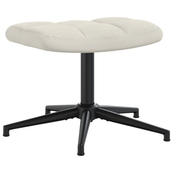 Стол за релакс с табуретка, кремавобял, кадифе