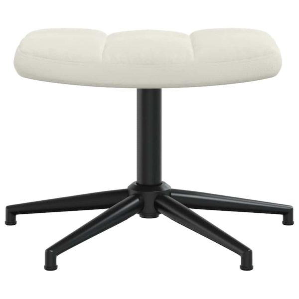 Стол за релакс с табуретка, кремавобял, кадифе