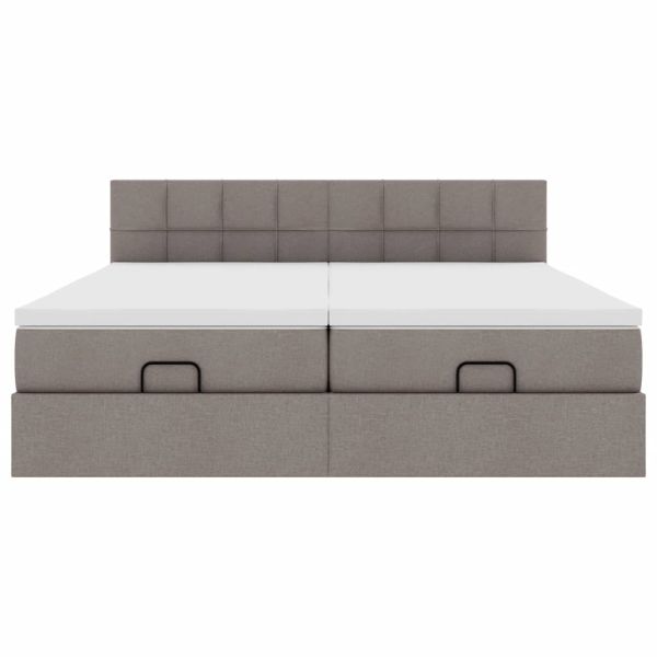 Османска легло с матраци, таупе, 180x200 см, плат