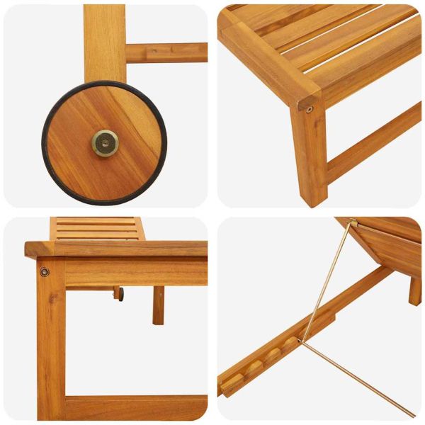 Шезлонг 2 pcs Кафяво 202 x 53 x 89 см Солидно акациево дърво