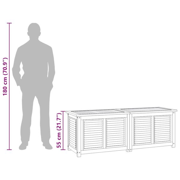 Градинска кутия за съхранение с чанта, 150x50x55 см, тик масив