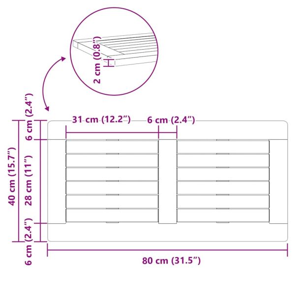 Топ за маса Натурален маслен 80 x 40 x 2 cm