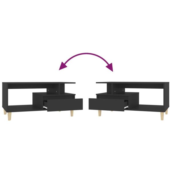 Маса за кафе, черна, 90x49x45 см, инженерно дърво