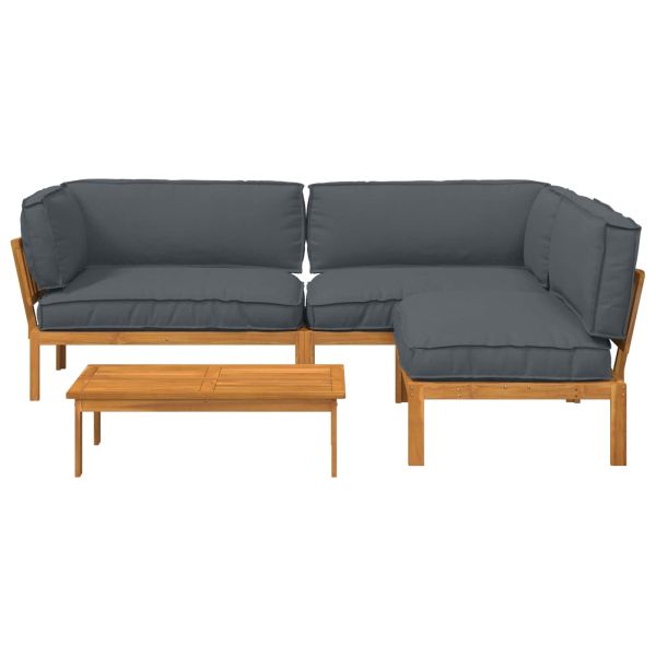 Комплект дивани 4 pcs Антрацит Солидно акациево дърво