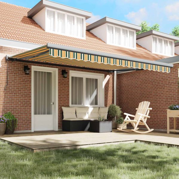 Сгъваем навес Зелен и жълт 4 × 3 m Платно и алуминий