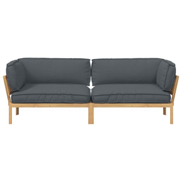 Комплект дивани 2 pcs Антрацит Солидно акациево дърво