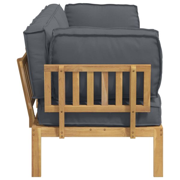 Комплект дивани 2 pcs Антрацит Солидно акациево дърво