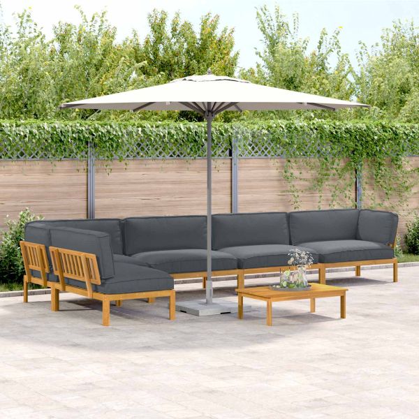 Комплект дивани 6 pcs Антрацит Солидно акациево дърво