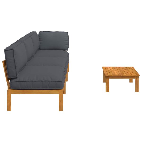 Комплект дивани 4 pcs Антрацит Солидно акациево дърво