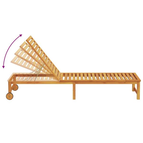 Шезлонг Кафяво 202 x 53 x 89 см Солидно акациево дърво