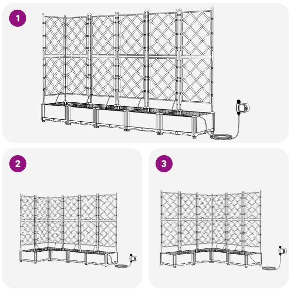 Градинска саксия 5 pcs Сив 120 x 120 x 126 см Пластмаса