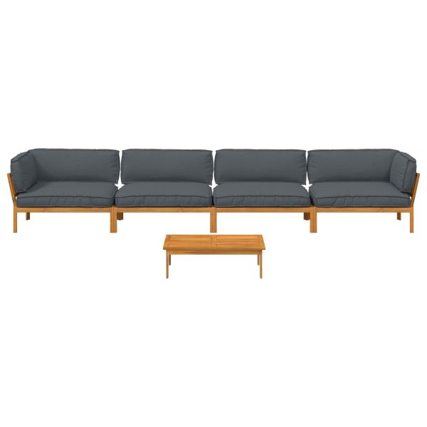 Комплект дивани 5 pcs Антрацит Солидно акациево дърво