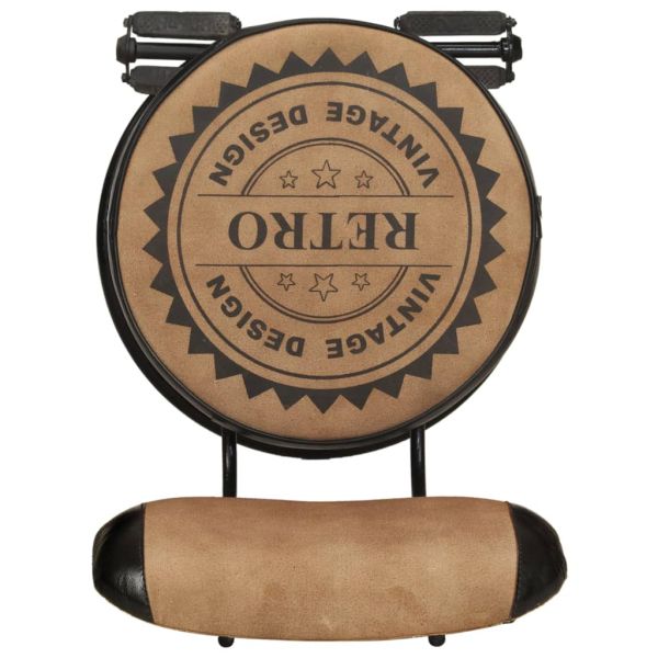 Бар табуретки с канава принт, 2 бр, кафяво и черно, козя кожа