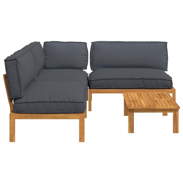 Комплект дивани 4 pcs Антрацит Солидно акациево дърво